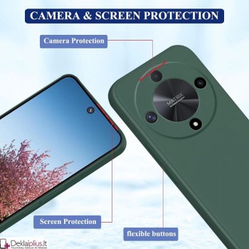 Liquid Air silikoninis žalias dėklas - su kameros apsauga (Huawei Honor Magic 6 Lite)